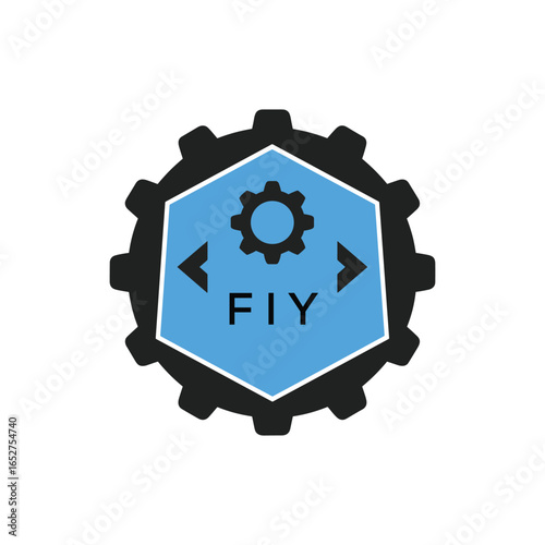 FMF Industrial Gear Logo Design – Engineering, Mechanical, and Construction Branding Icon. FMF Letter Logo.
