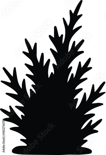 Vector Illustrator Underwater coral reef plant fauna black and white Silhouette
