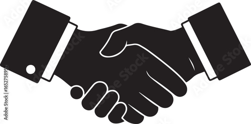 Vector art of handshake icon isolated on white background symbolizing partnership, trust, and successful business deal