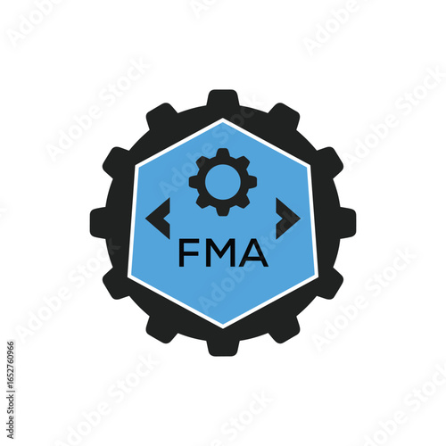 FMF Industrial Gear Logo Design – Engineering, Mechanical, and Construction Branding Icon. FMF Letter Logo.
