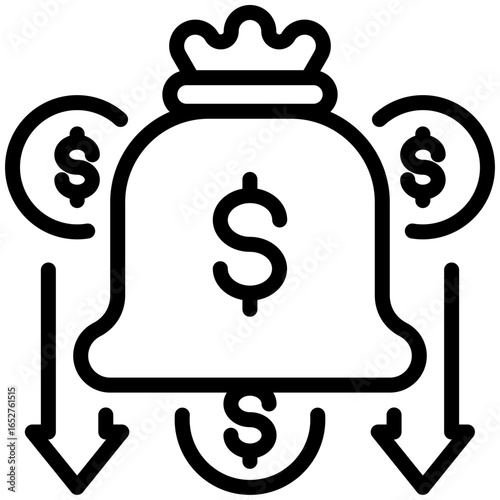 decrease icon isolated on white background. vector illustration icon for economic crisis