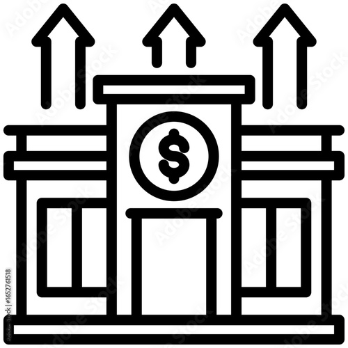 property value growth icon isolated on white background. vector illustration icon for economic crisis