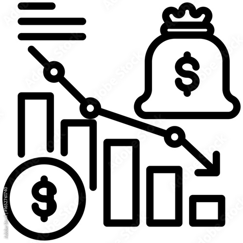 recession icon isolated on white background. vector illustration icon for economic crisis