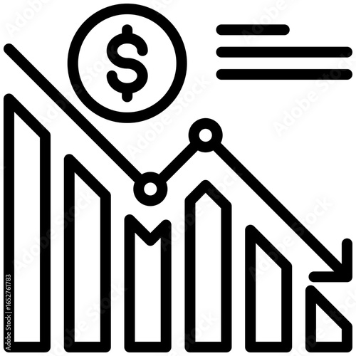 decreasing icon isolated on white background. vector illustration icon for economic crisis