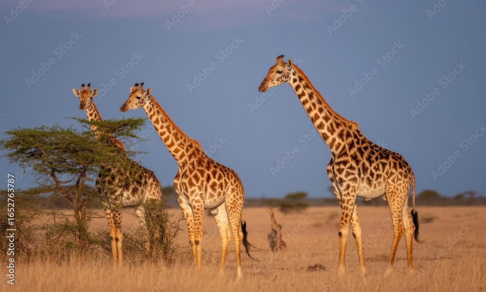 Obraz premium Three giraffes in a savanna