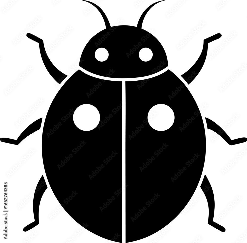 Obraz premium A Ladybug Minimalist Vector Icon Solid Black