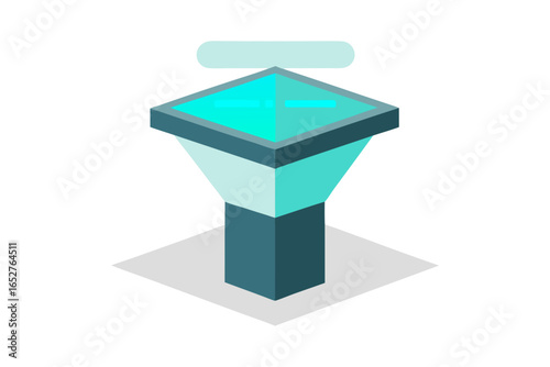 glass top side table with holographic projection 