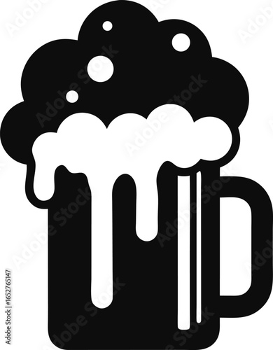 Frothy Beer Head Spilling Over Graphic