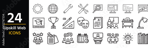Web Icons: Illustrative web icons representing tools, learning, business, and design concepts, perfect for educational and technological applications.
