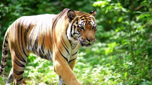 Tiger walking in nature reserve.