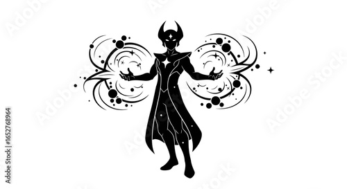 cosmic sorcerer transparent background isolated silhouette for design projects