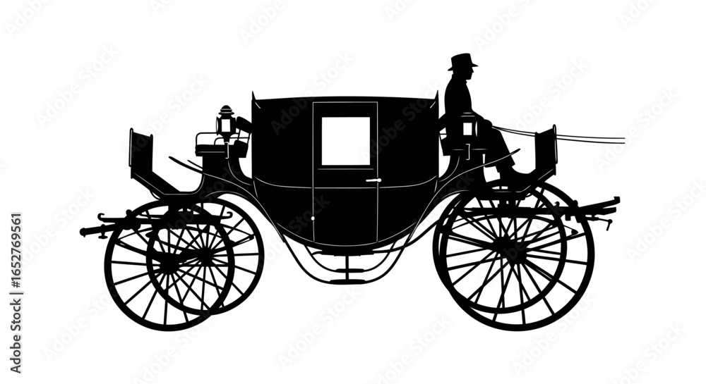Fototapeta premium elegant victorian horsedrawn carriage transparent background isolated silhouette
