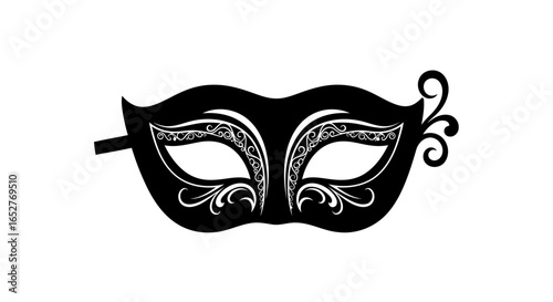 elegant black venetian mask transparent background isolated vector graphic