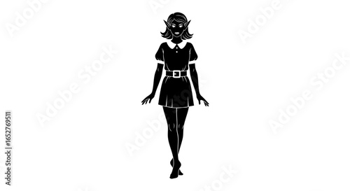 elegant elf girl silhouette transparent background png for design projects
