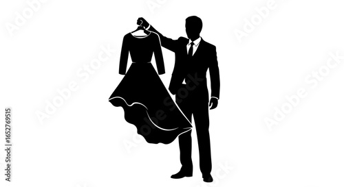 elegant dress silhouette man holding dress transparent background perfect for design projects