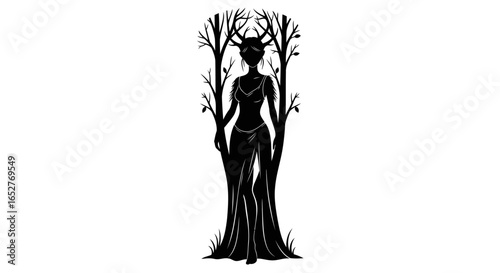elegant tree nymph silhouette transparent background png for design projects