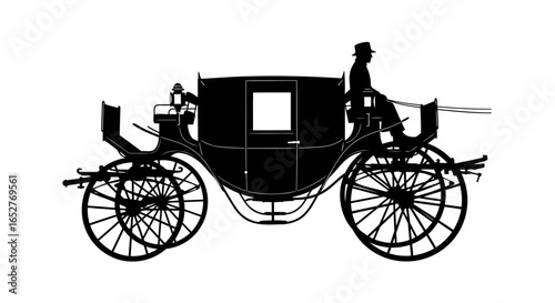elegant victorian horsedrawn carriage transparent background isolated silhouette