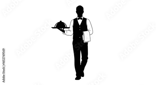 elegant waiter silhouette transparent background png for design projects