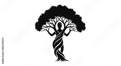 elegant woman tree silhouette transparent background png for design projects