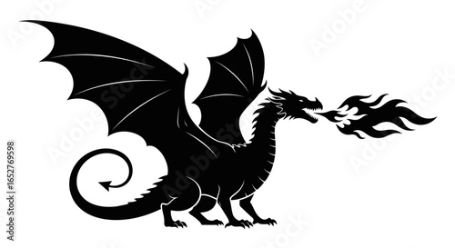 fiery dragon silhouette transparent background perfect for design projects