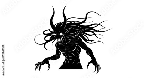 horrific demon silhouette transparent background ready for design projects
