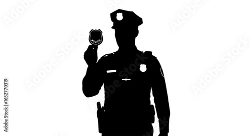 police officer silhouette with badge transparent background for design projects