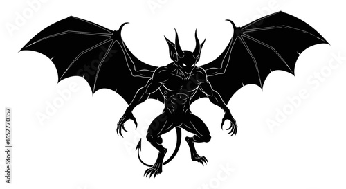 powerful demon silhouette transparent background for game design print