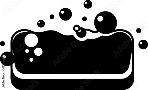 Soap Bar with Bubbles Icon Silhouette Vector Illustration