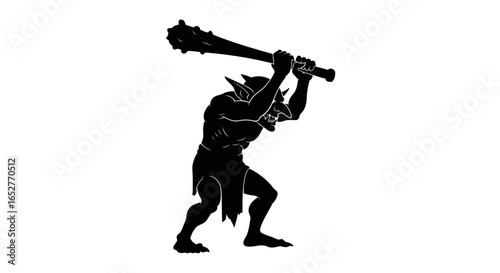 powerful goblin silhouette transparent background png for game design
