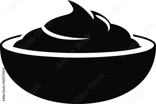 Bowl of Sour Cream Condiment Silhouette