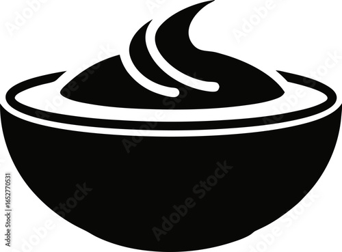 Sour Cream Bowl Icon Silhouette Vector Illustration