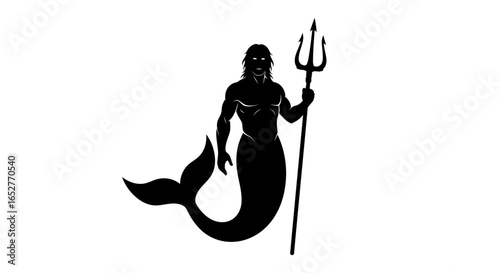 powerful merman silhouette transparent background for design projects