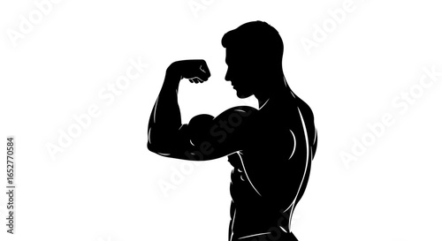 powerful muscular man silhouette transparent background for design projects