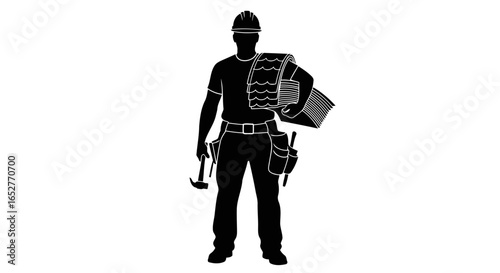 roofer silhouette transparent background png for website design