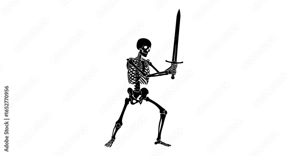 Obraz premium skeleton warrior with sword transparent background png for design projects