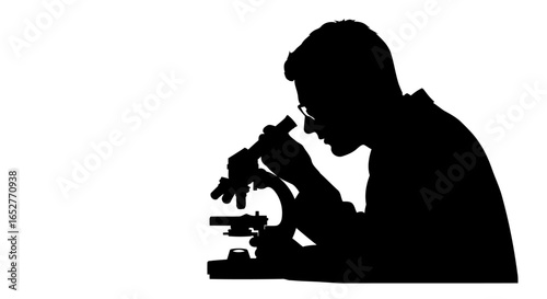 scientist silhouette with microscope transparent background png for design