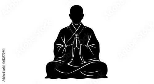 serene monk silhouette transparent background for design projects
