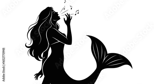 singing mermaid silhouette transparent background png for design projects