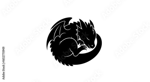 sleeping dragon silhouette transparent png for design projects