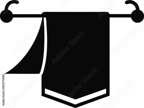 Towel Hanging on Rod Icon Silhouette Vector Illustration
