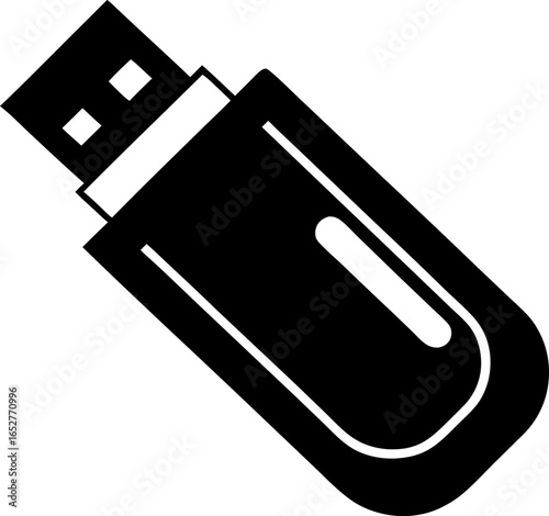 USB Flash Drive Icon Silhouette Vector Illustration