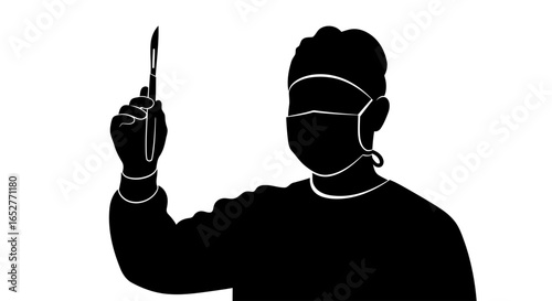 surgeon silhouette with scalpel transparent background png for medical designs