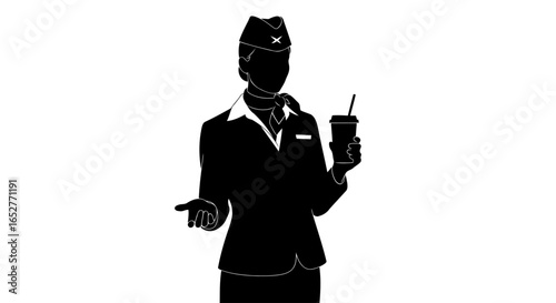 transparent background air hostess silhouette perfect for website design branding