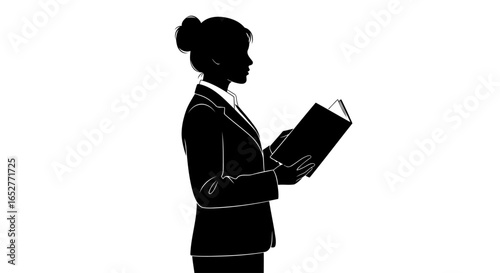 transparent background businesswoman silhouette reading book perfect for website design