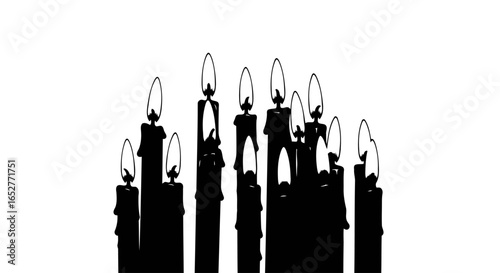 transparent background candles isolated silhouette illustration for design projects