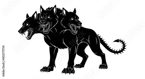 threeheaded dog clipart transparent background isolated vector illustration