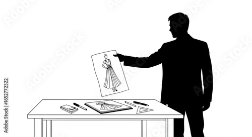 transparent background fashion designer silhouette isolated illustration for design projects