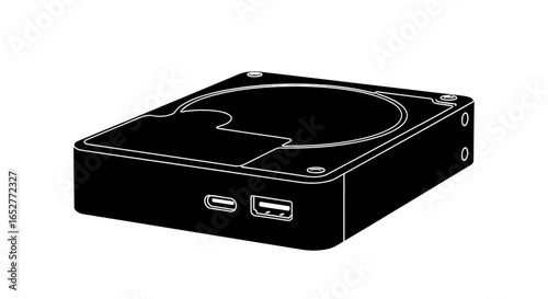 transparent background external hard drive icon isolated vector illustration