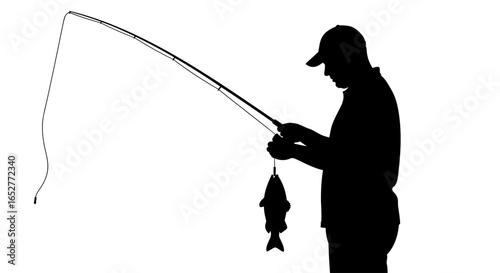 transparent background fisherman silhouette isolated fishing clipart for design