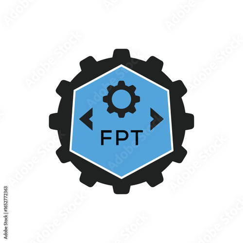 FPT Industrial Gear Logo Design – Engineering, Mechanical, and Construction Branding Icon. FPT Letter Logo.

